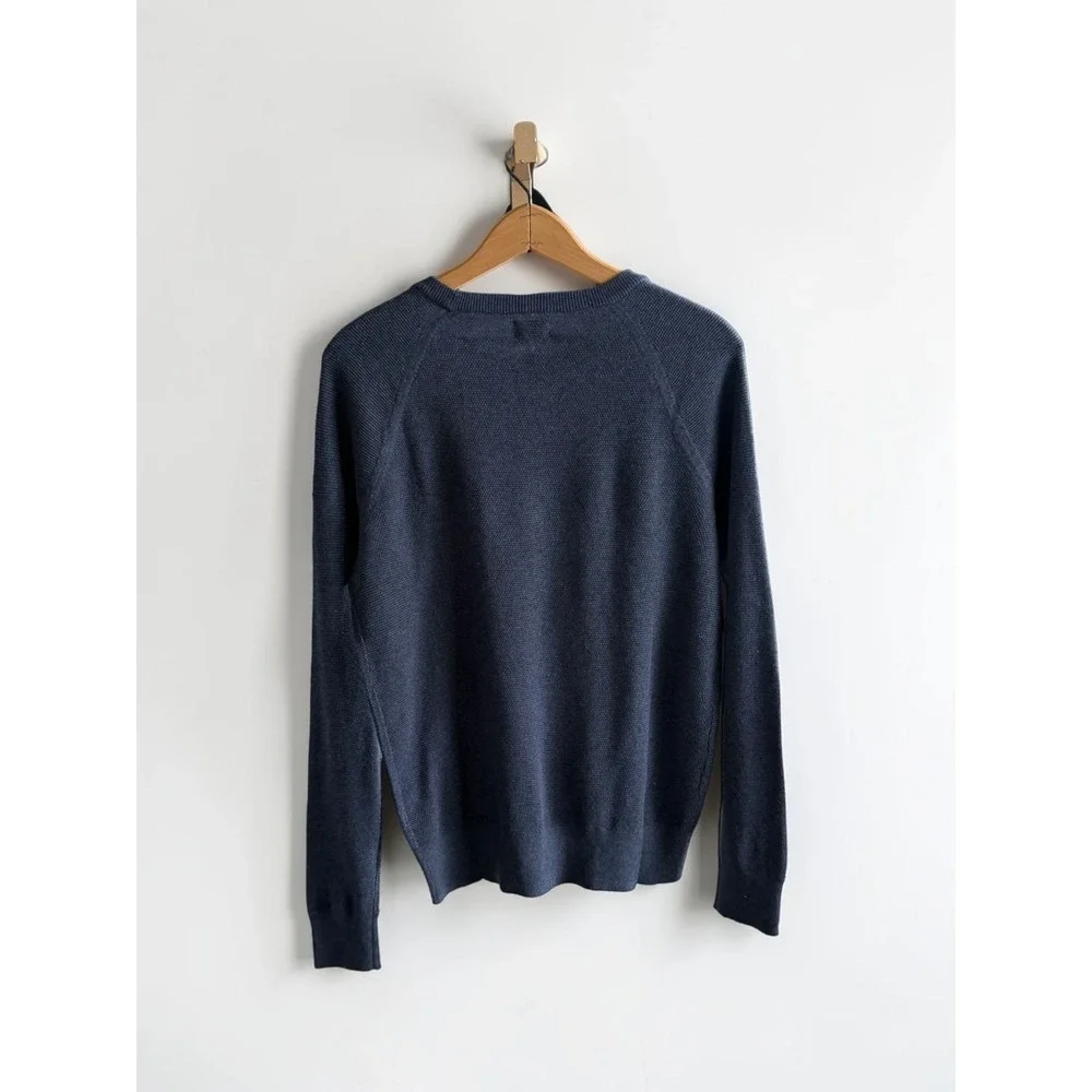 J.Crew Mens Cotton Raglan Crewneck Sweater Blue Grey CD617 SR5047 Size S NEW